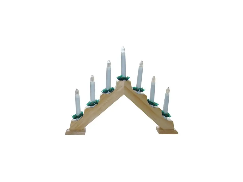 svícen vánoční el. 7 svíček,teplá BÍ,jehlan,dřev.přírodní,do zásuvky 0.65 Kg MAXMIX Sklad14 791901