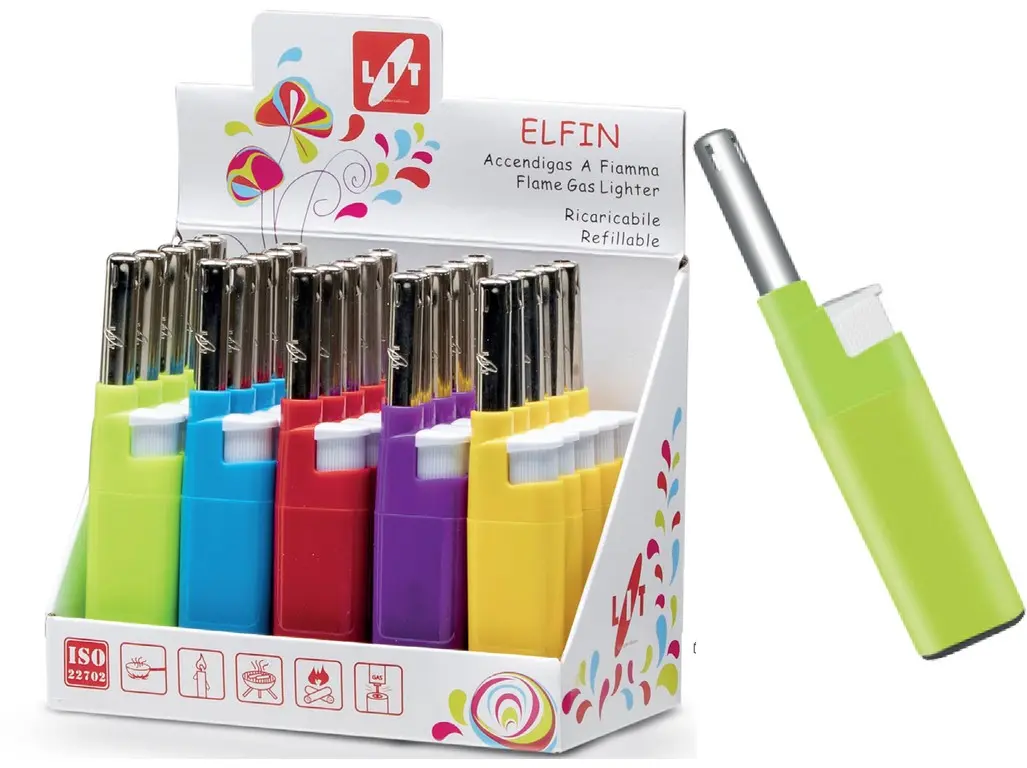 zapalovač ELFIN 12cm plamínkový, mix barev 0.02 Kg MAXMIX Sklad14 581711