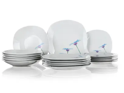 Sada talířů sq.BLUE DAISY,18ks