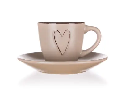 Šálek s podš.HEART 80ml BÉŽ