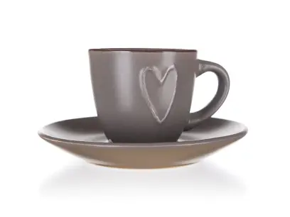 Šálek s podš.HEART 80ml HNĚ