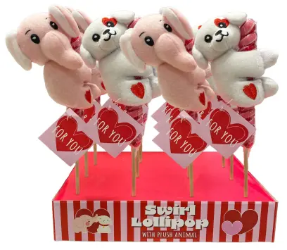 lízátko VALENTÝN s plyš.dárkem mix