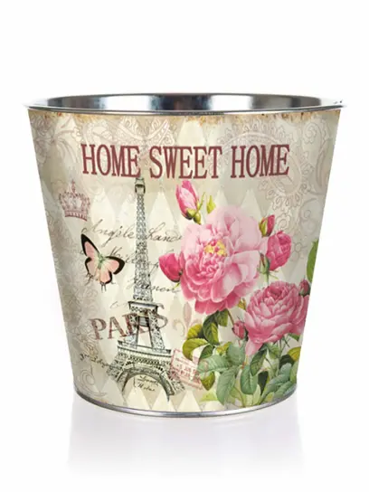 Květináč plechový HOME SWEET 12 x 11,5 x 8,5 cm