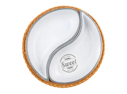 miska sada 2díl. pr.20,5cm SWEET HOME, v košíku, keramika/proutí