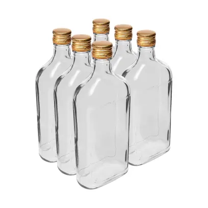 láhev placatka 500ml skleněná s uzávěrem (6ks)