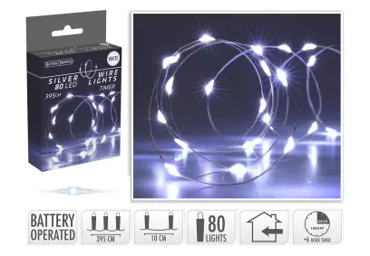 osvětlení vánoční  ...m  80LED studená BÍ, drát
