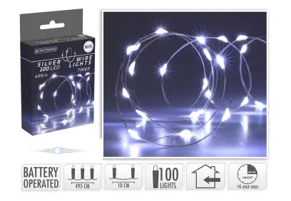 osvětlení vánoční  ...m 100LED studená BÍ, drát