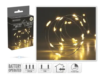 osvětlení vánoční  ...m  80LED teplá BÍ, drát