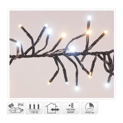osvětlení vánoční 11,0m 1512LED teplá BÍ, 8 funkcí, ZE IP44