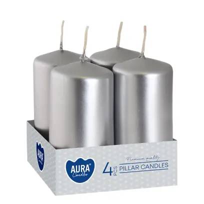 svíčka adventní 80x40mm STŘ metalická lesk. (4ks)