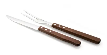 příbor steakový (1+1) grilovací, nerez/dřevo