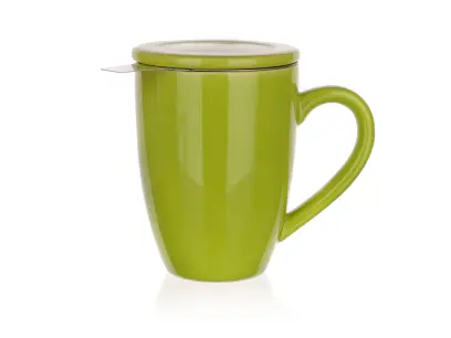 hrnek 350ml BONNET,s víčkem,keram.ZE,s nerez sítkem