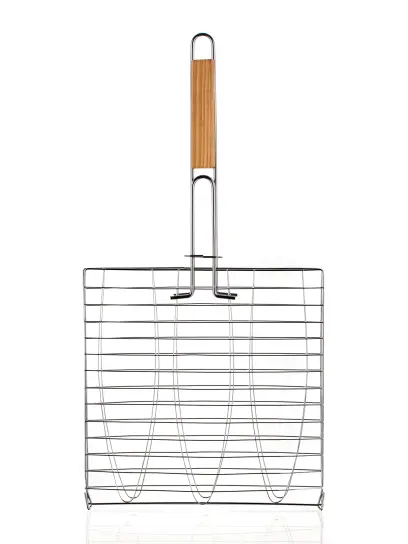 opékač na 3 ryby 58x25x7cm BBQ, dřev. rukojeť