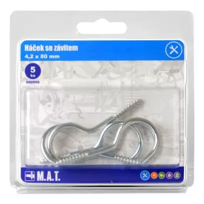 háček se závitem  80x4,2mm Zn (5ks)