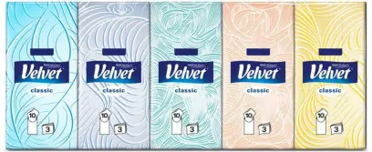 kapesníčky VELVET classic, 3vrstvé, 10x10ks