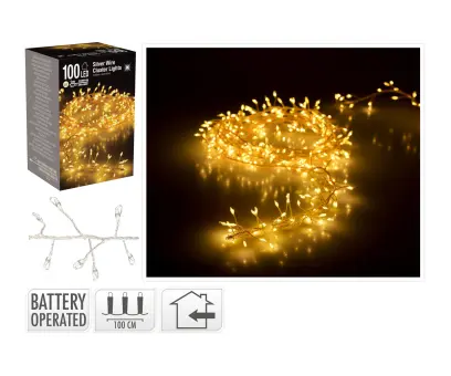 osvětlení vánoční  1m 100LED teplá BÍ, drát