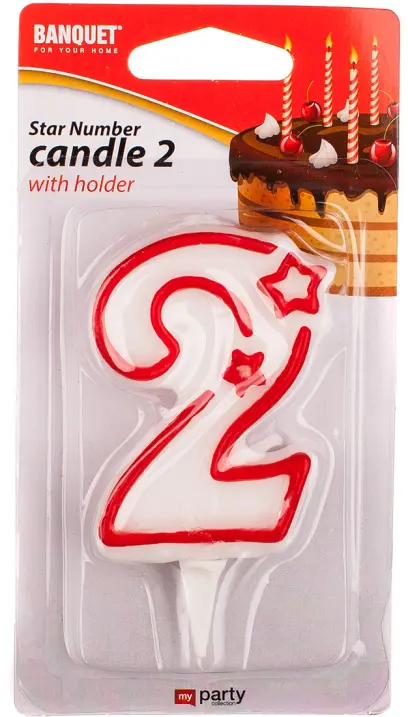 svíčka číslo 2, 7x4,5cm MY PARTY