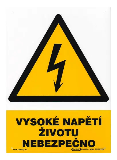 tabulka - VYSOKÉ NAPĚTÍ - ŽIVOTU NEBEZPEČNO