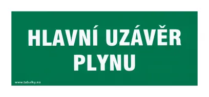 tabulka - HLAVNÍ UZÁVĚR PLYNU, samolepicí