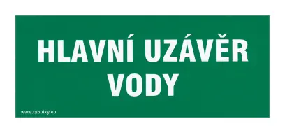 tabulka - HLAVNÍ UZÁVĚR VODY, samolepicí