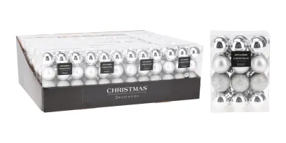 ozdoba vánoční KOULE pr.3cm STŘ mix (24ks)