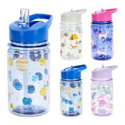 láhev na pití  450ml dětská s brčkem PH mix barev, mix dekorů