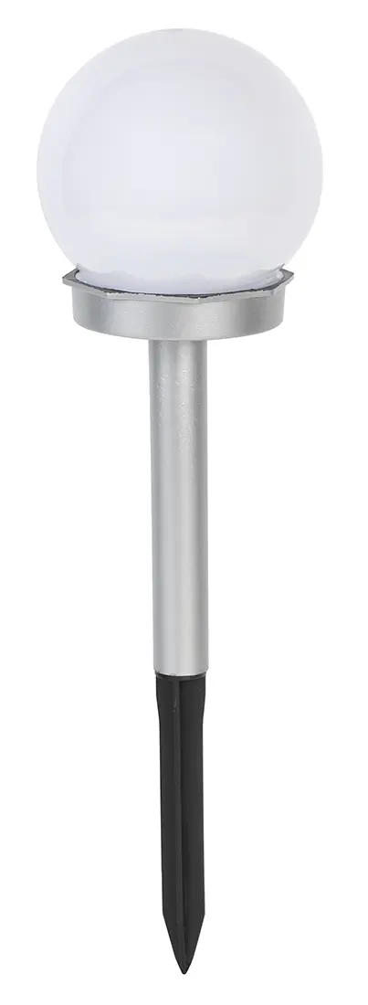 lampa solární KOULE 10cm v.34cm, 1LED BÍ/STŘ PH