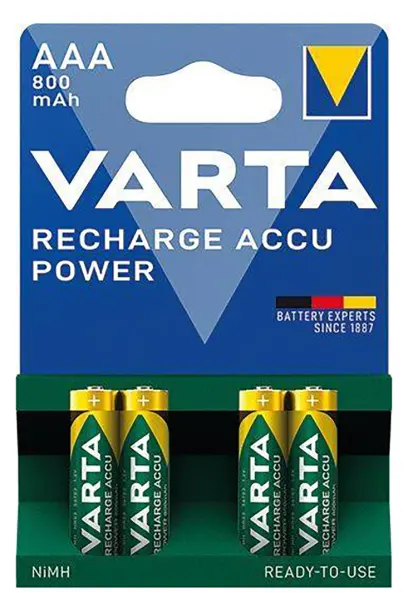baterie mikrotužková AAA LR03 dobíjecí  800mAh/1000 cyklů (4ks) VARTA