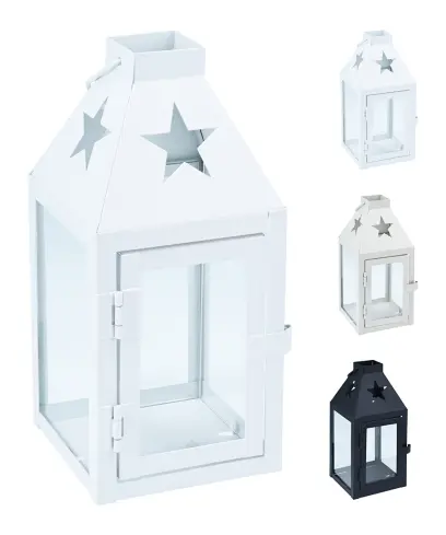 lucerna na svíčku 17x8x8cm sklo+kov ČER