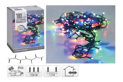 osvětlení vánoční  13,5m 180LED barevné, ZE IP44