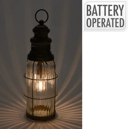 lucerna 1LED 38cm sklo/kov s časovačem HN