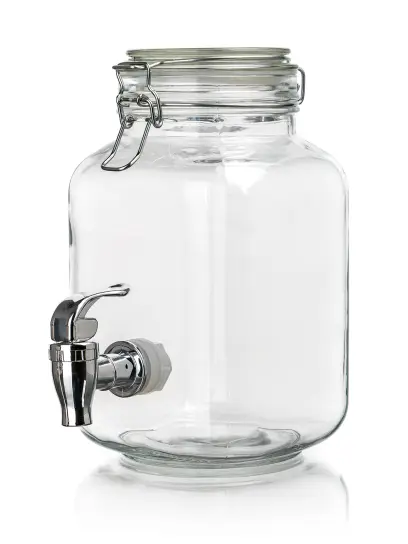 láhev 2200ml skleněná s kohoutkem, kov.víčko