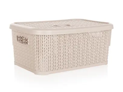 košík ratan s víkem 28,5x20x12,5cm, 6l PH KRÉM