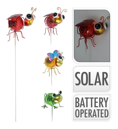 zápich HMYZ v.60cm LED, solární, kov/PH, mix 3 druhů