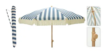 slunečník 200/183cm se střapcem PP/ocel MO/BÍ