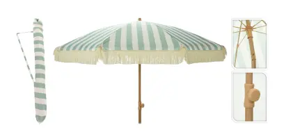 slunečník 200/183cm se střapcem PP/ocel ZE/BÍ