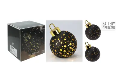 dekorace KOULE 15cm LED ČER matná/ZLA, mix