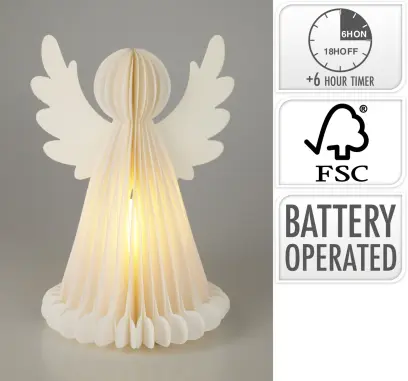 dekorace ANDĚL 28cm 6LED papír BÍ
