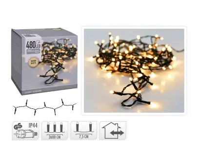 osvětlení vánoční 36m 480LED teplá BÍ, ZE IP44