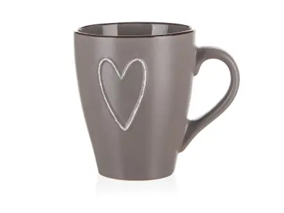 hrnek HEART 310ml hnědý