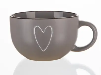 hrnek jumbo HEART 730ml hnědý