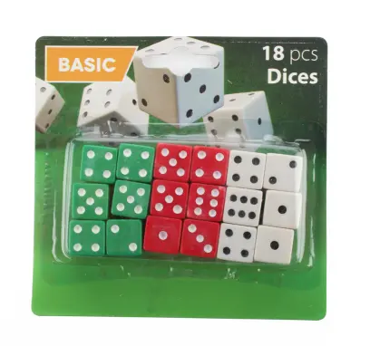 sada hracích kostek, 18 ks