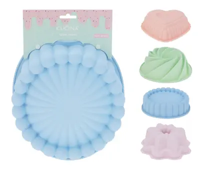 forma na pečení (bábovka, srdce, květina, spirála) mix 4 tvary, silikon