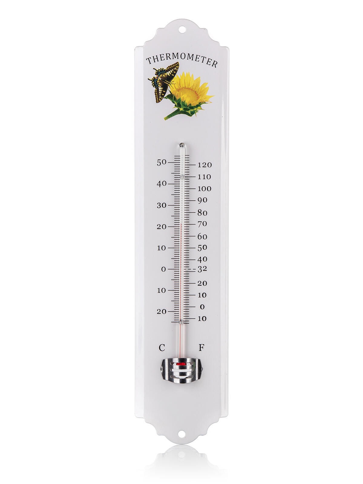 teploměr 30cm kov.