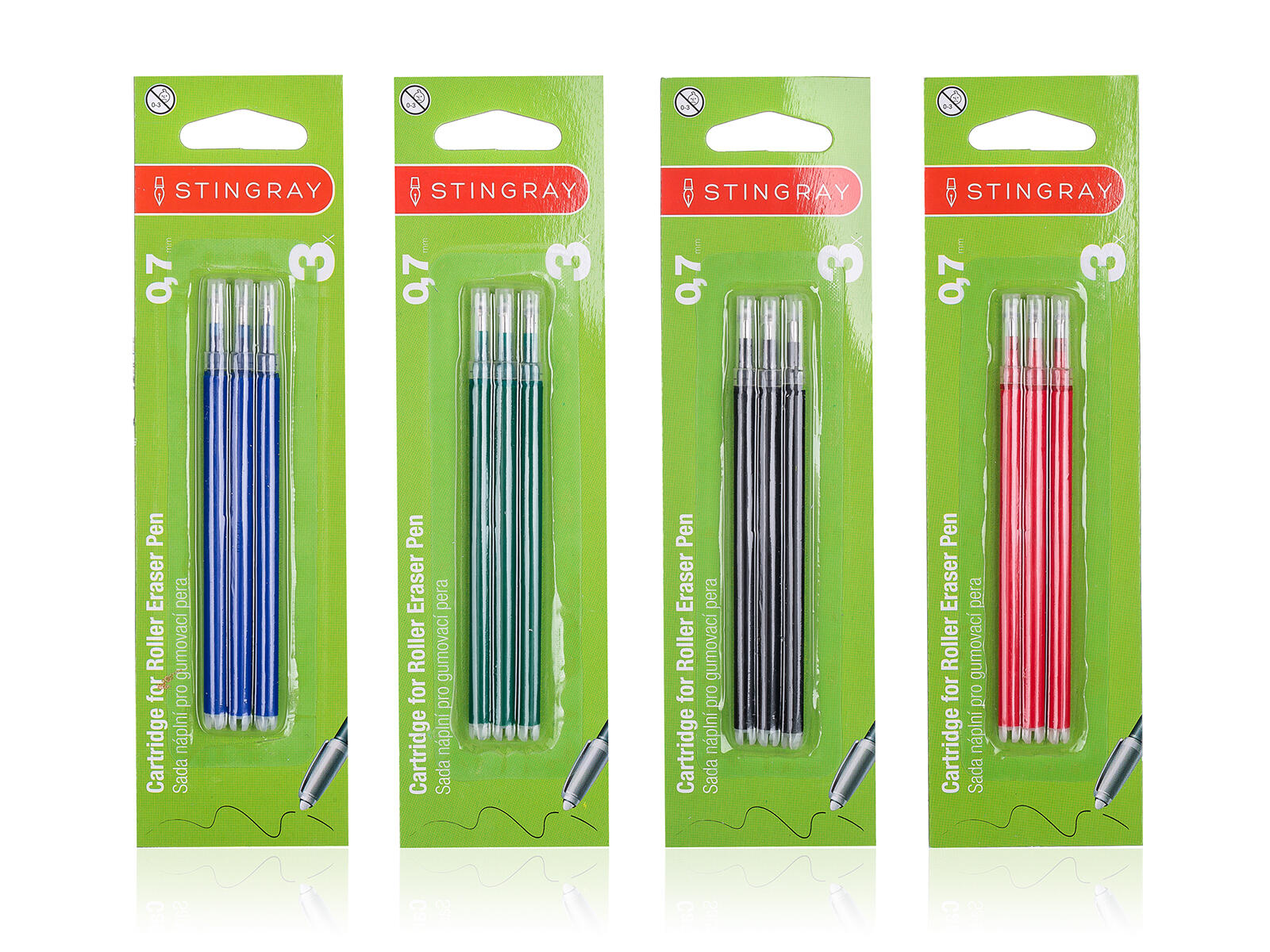 náplň pro gumovací pera 0,7mm mix barev (3ks)