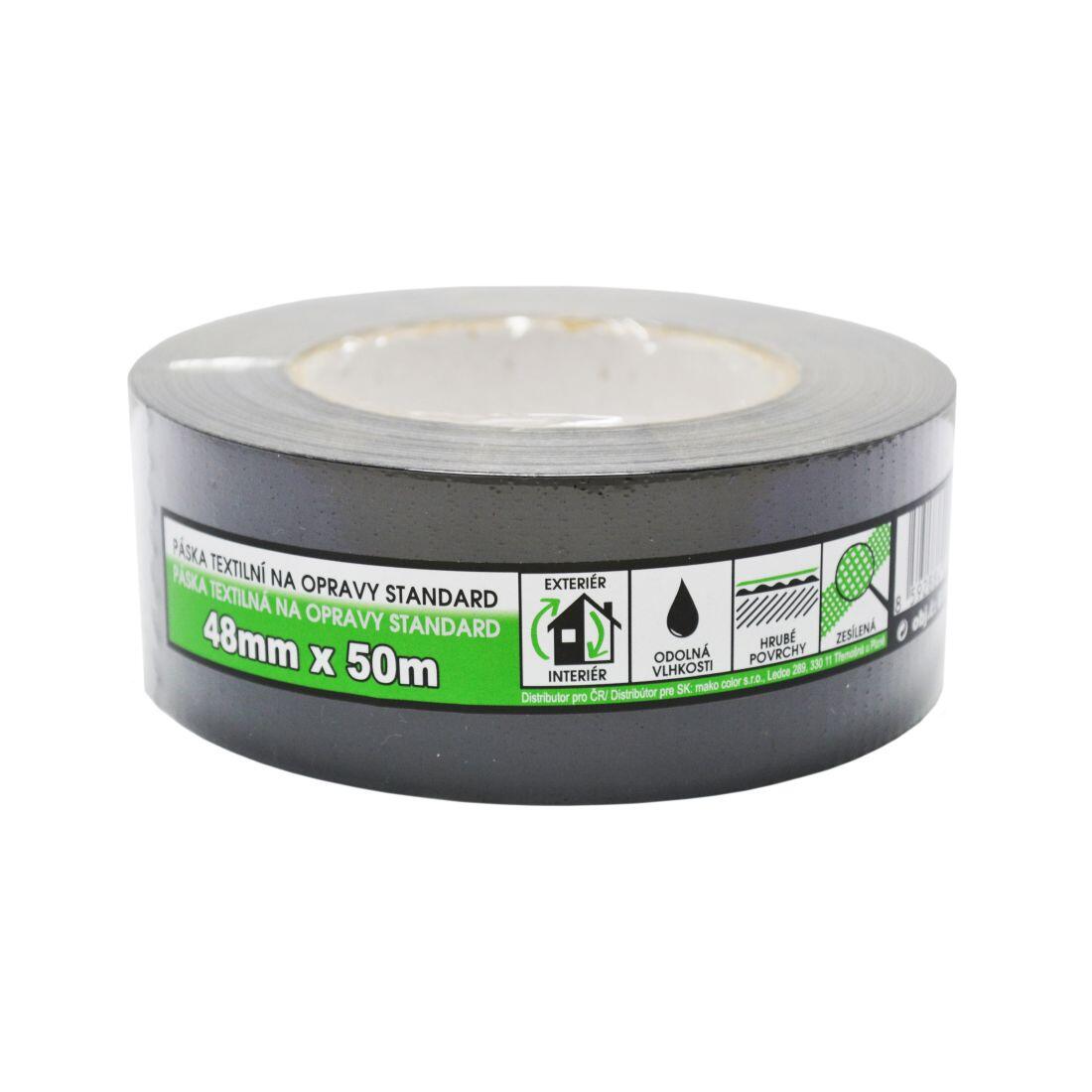 páska textilní na opravy STANDARD 48mmx50m ČER 0.35 Kg MTA MAXMIX Sklad14 825100