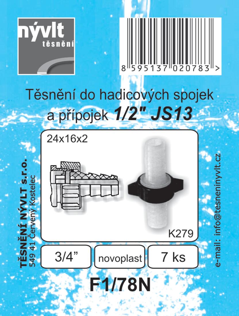 těsnění hadic.přípojek a spojek 3/4" 24x16x2mm  F1/78N (7ks) 0.01 Kg MTA MAXMIX Sklad14 606026