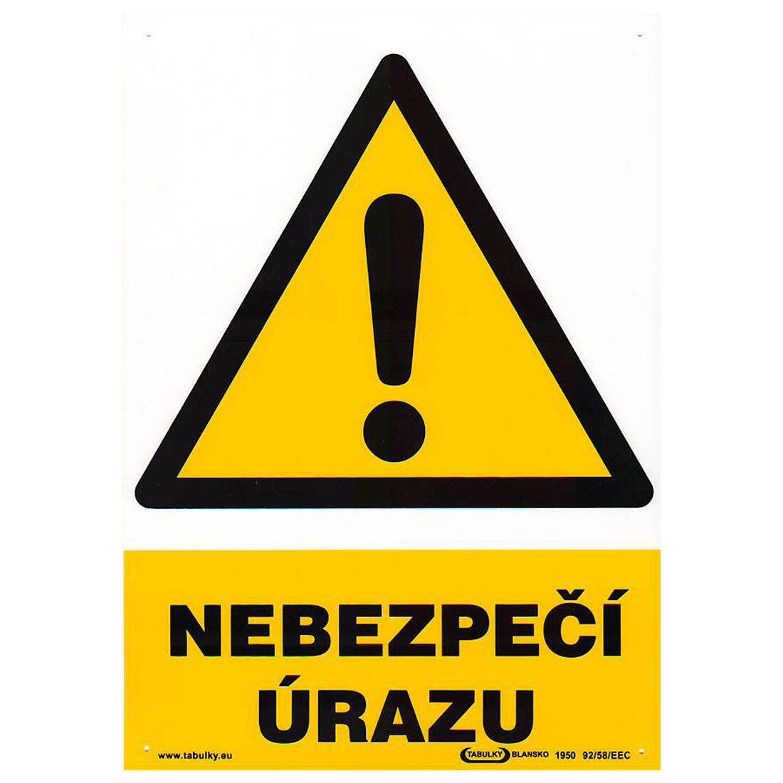 tabulka - NEBEZPEČÍ ÚRAZU ! 210x297mm (A4) PH 0.03 Kg MTA MAXMIX Sklad14 588954
