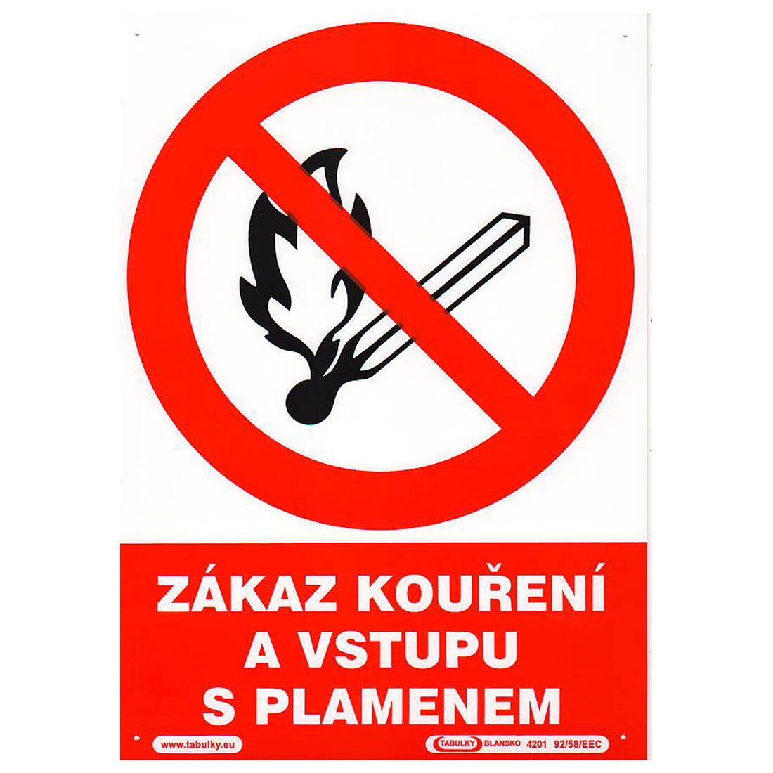 tabulka - ZÁKAZ KOUŘENÍ A VSTUPU S PLAMENEM 210x297mm (A4) PH 0.03 Kg MTA MAXMIX Sklad14 588956