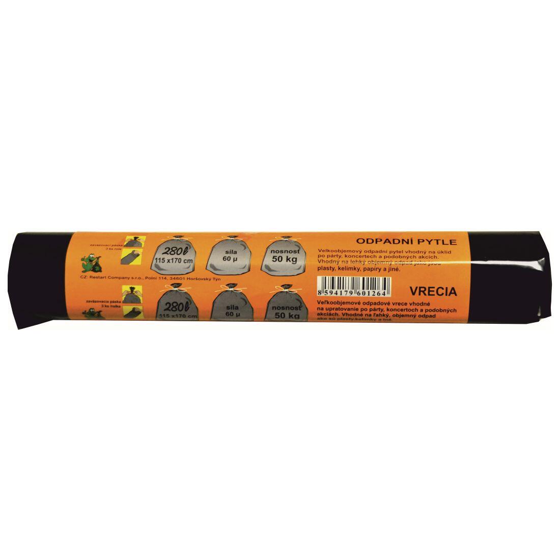 pytle na odpadky 280l (3ks) 115x170cm ČER 60µ SILNÉ 0.32 Kg MTA MAXMIX Sklad14 829182